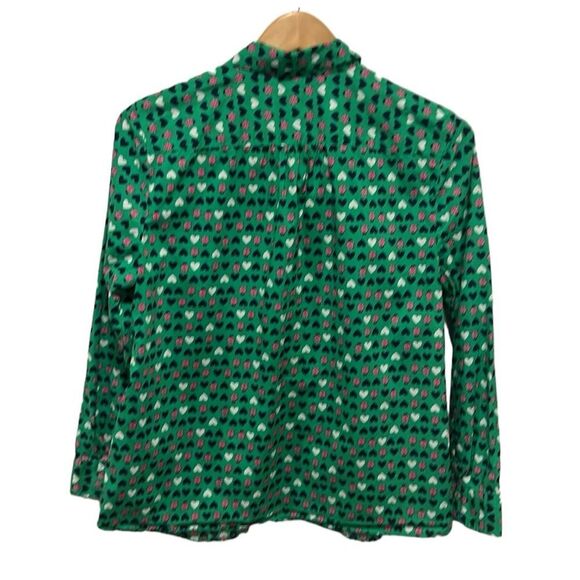 Talbots green lady bug hearts button down cotton long sleeve top size LP - Picture 2 of 8